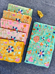 Floral Designer Embroidered Saree