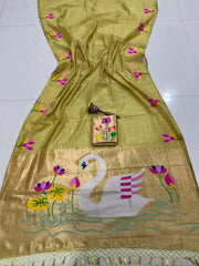 Soft Muga Cotton Swan Paithani Saree