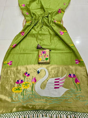 Soft Muga Cotton Swan Paithani Saree