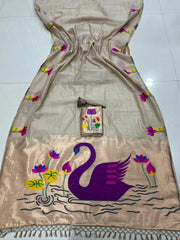 Soft Muga Cotton Swan Paithani Saree