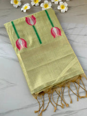Lotus Deisgner Soft Muga Cotton Saree