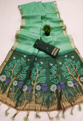 Soft Muga Cotton Rich Flowery Saree