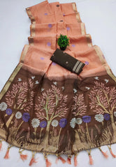 Soft Muga Cotton Rich Flowery Saree