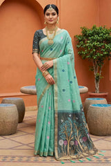 Soft Muga Cotton Rich Flowery Saree