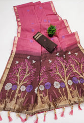 Soft Muga Cotton Rich Flowery Saree