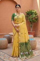 Soft Muga Cotton Rich Flowery Saree