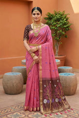 Soft Muga Cotton Rich Flowery Saree