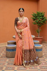 Soft Muga Cotton Rich Flowery Saree