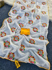 Pure Kota Embroidery Crush Designer Saree