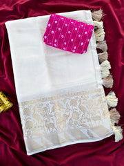 Pure Kota 9 Inch Weaving Animal Theme Saree