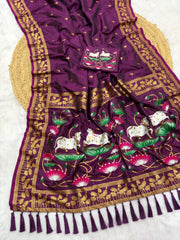 Premium Lotus Pichwai Kamdhenu Designer Saree