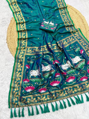 Premium Lotus Pichwai Kamdhenu Designer Saree