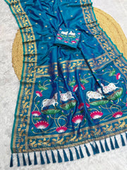 Premium Lotus Pichwai Kamdhenu Designer Saree