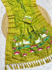 Premium Lotus Pichwai Kamdhenu Designer Saree