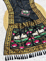 Premium Lotus Pichwai Kamdhenu Designer Saree