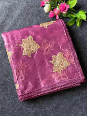Pure Oris Silk Lotus Embroidery Designer Saree