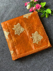 Pure Oris Silk Lotus Embroidery Designer Saree