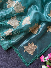 Pure Oris Silk Lotus Embroidery Designer Saree