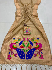 Soft Muga Cotton Muniya Border Paithani Saree