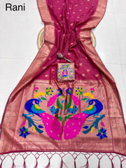 Soft Muga Cotton Muniya Border Paithani Saree