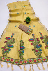 Classic Floral Muga Cotton Saree