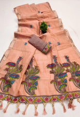 Classic Floral Muga Cotton Saree