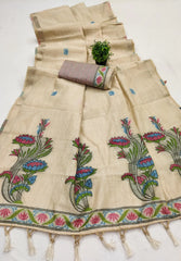 Classic Floral Muga Cotton Saree