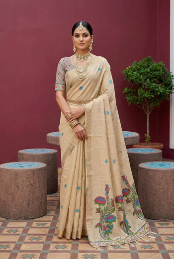 Classic Floral Muga Cotton Saree