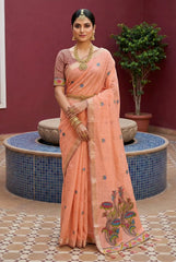 Classic Floral Muga Cotton Saree