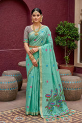 Classic Floral Muga Cotton Saree