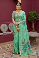 Classic Floral Muga Cotton Saree