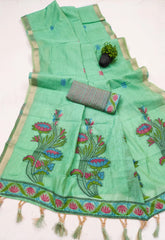 Classic Floral Muga Cotton Saree