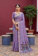 Classic Floral Muga Cotton Saree
