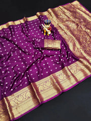 Kanjivaram Bandhani Cotton Silk Dying Saree