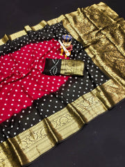 Kanjivaram Bandhani Cotton Silk Dying Saree