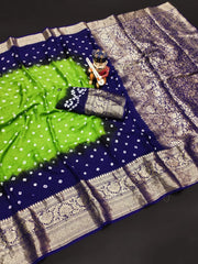 Kanjivaram Bandhani Cotton Silk Dying Saree