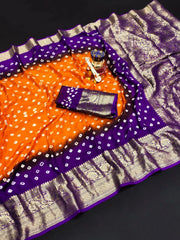 Kanjivaram Bandhani Cotton Silk Dying Saree