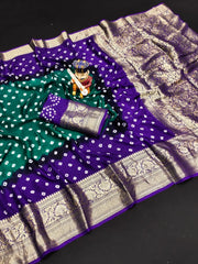 Kanjivaram Bandhani Cotton Silk Dying Saree
