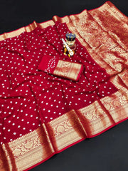 Kanjivaram Bandhani Cotton Silk Dying Saree