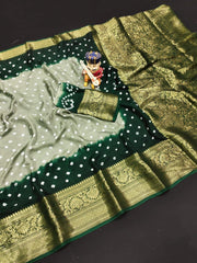 Kanjivaram Bandhani Cotton Silk Dying Saree