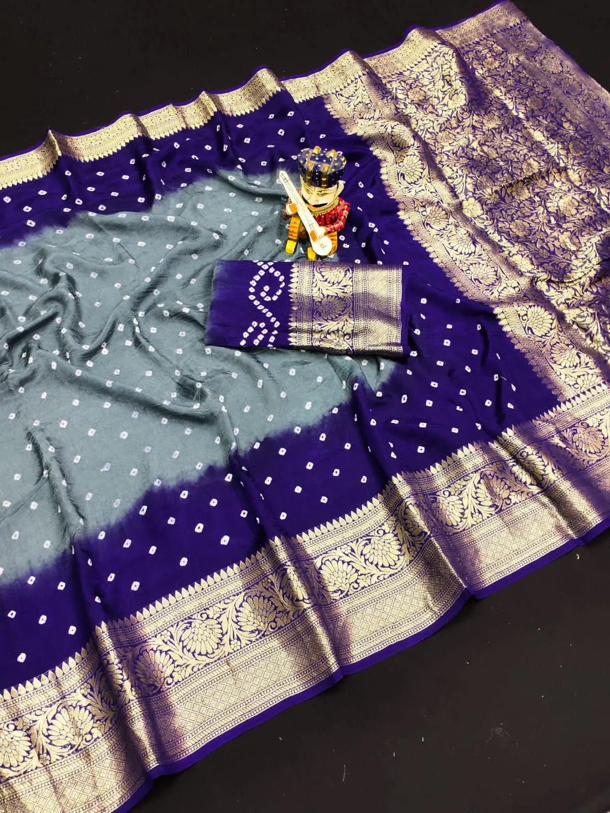 Kanjivaram Bandhani Cotton Silk Dying Saree