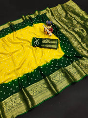 Kanjivaram Bandhani Cotton Silk Dying Saree