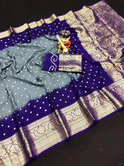 Kanjivaram Bandhani Cotton Silk Dying Saree