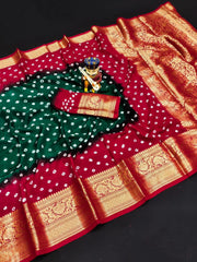 Kanjivaram Bandhani Cotton Silk Dying Saree