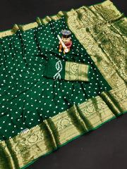 Kanjivaram Bandhani Cotton Silk Dying Saree