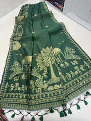 Soft Muga Cotton Warli Weaving Saree