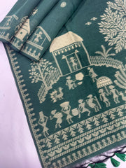Soft Muga Cotton Warli Weaving Saree