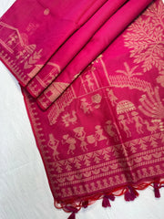 Soft Muga Cotton Warli Weaving Saree