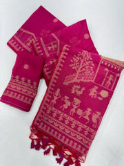 Soft Muga Cotton Warli Weaving Saree