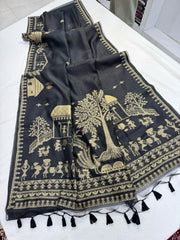 Soft Muga Cotton Warli Weaving Saree